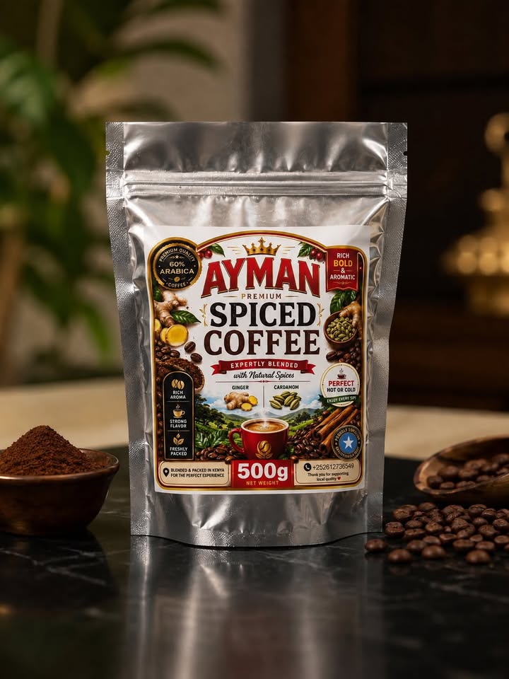 Ayman Premium Spiced Coffee 500g pouch, premium ground coffee from Mombasa